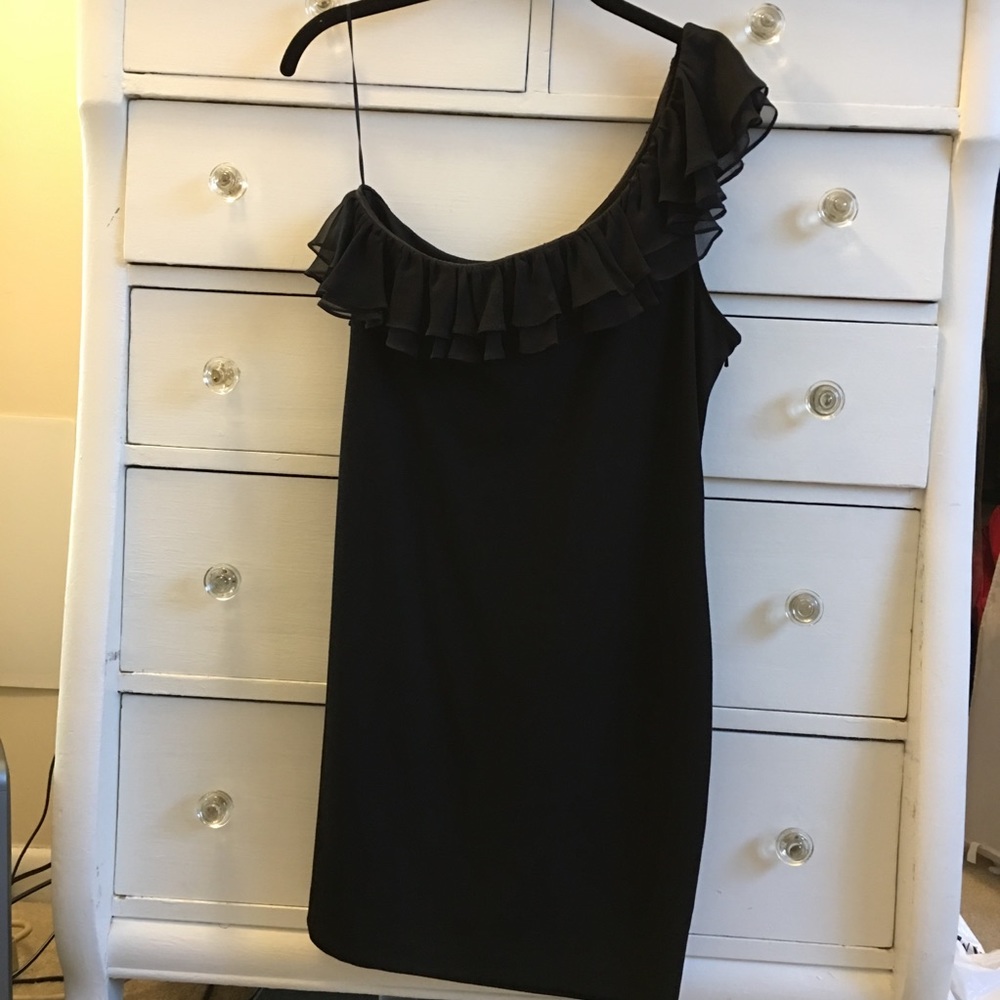 NWT JAYGODFREY black assymetric mini dress